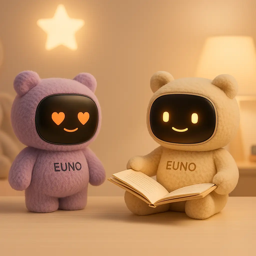 Robot éducatif Euno aidant un enfant à apprendre